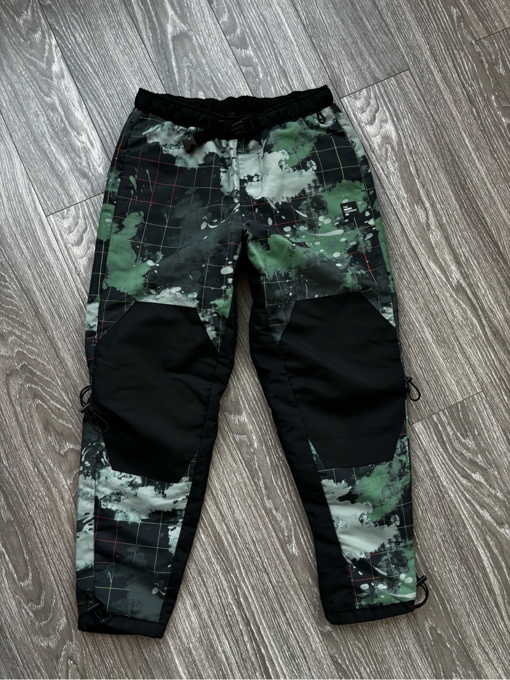 Men's Green Camo Jogger Sweatpants with Black Panels